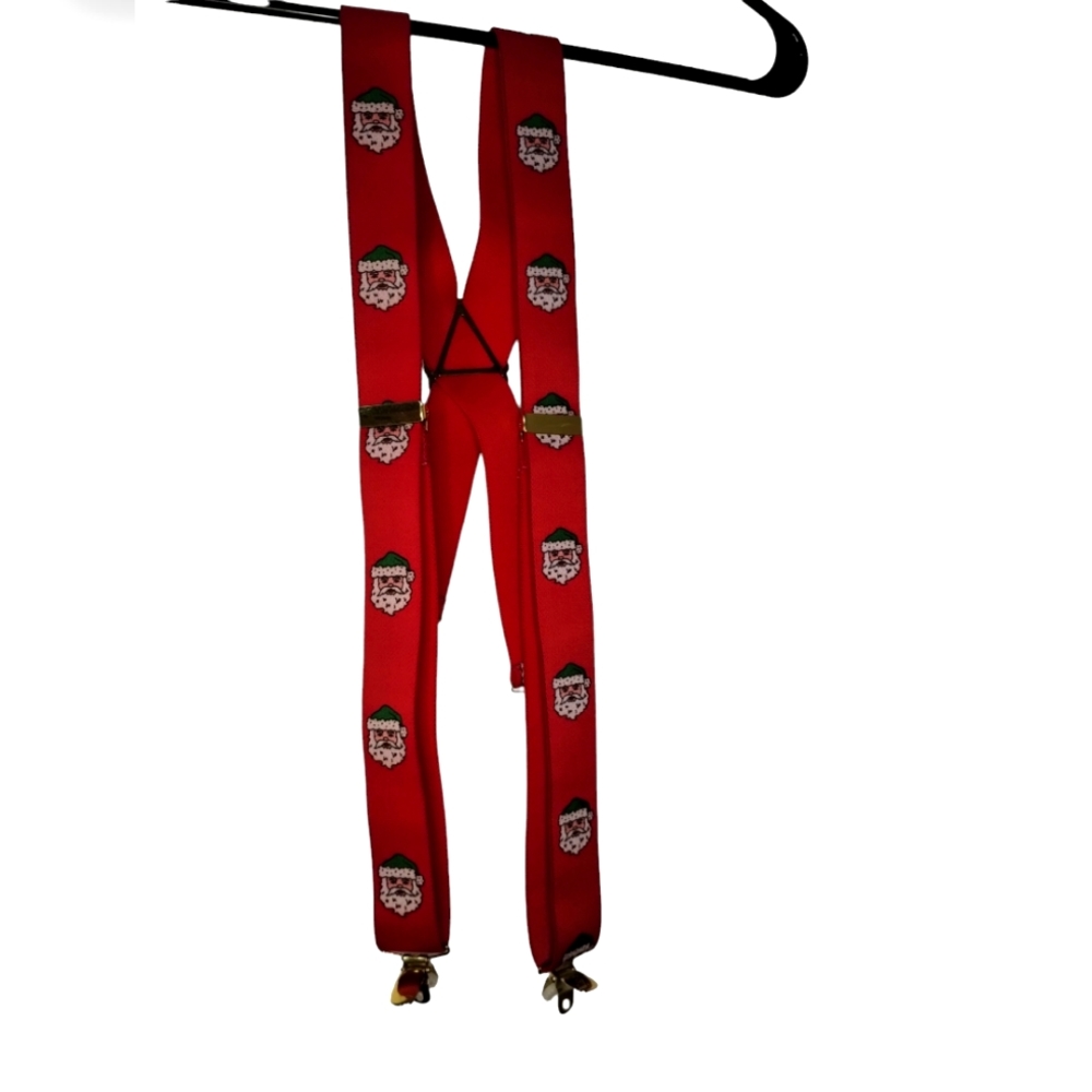 Vintage Cas West Germany Santa Claus Printed Christmas‎ Suspenders 31"